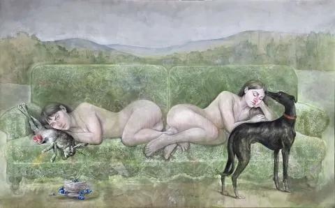 ESRA YILDIRIM — “Doğa Koltukları”, 2025 "Doğa Koltukları" eseri ESRA YILDIRIM tarafından 2025 yılında 150x235 cm ölçülerinde Tuval üzeri yağlı boya tekniği ile yapılmıştır.