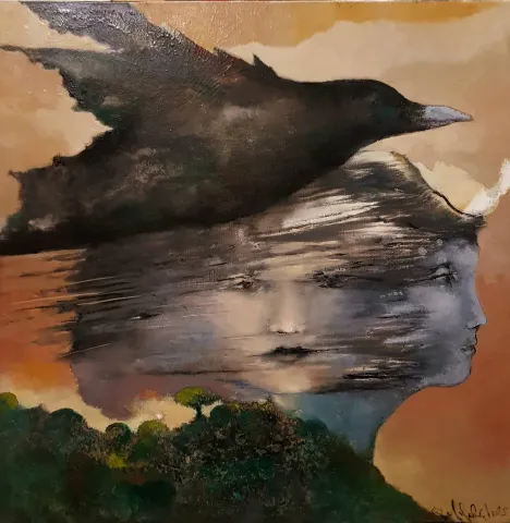 "isimsiz" eseri EROL PELİOĞLU tarafından 2025 yılında 60x60 cm ölçülerinde Tuval üzeri yağlı boya tekniği ile yapılmıştır.
