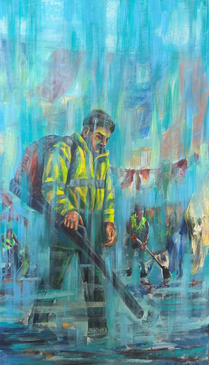 "Toplumun efendileri" eseri TOLGA BOZTOPRAK tarafından 2025 yılında 110x70 cm ölçülerinde Tuval üzeri akrilik boya tekniği ile yapılmıştır.