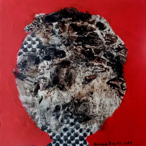 EMİNE BIYIKLI — “Muamma”, 2025 "Muamma" eseri EMİNE BIYIKLI tarafından 2025 yılında 40x40 cm ölçülerinde Tuval üzeri karışık teknik tekniği ile yapılmıştır.