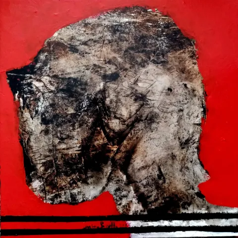 EMİNE BIYIKLI — “Muamma”, 2025 "Muamma" eseri EMİNE BIYIKLI tarafından 2025 yılında 40x40 cm ölçülerinde Tuval üzeri karışık teknik tekniği ile yapılmıştır.