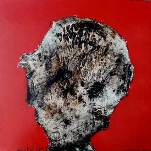 EMİNE BIYIKLI — “Muamma”, 2025 "Muamma" eseri EMİNE BIYIKLI tarafından 2025 yılında 40x40 cm ölçülerinde Tuval üzeri karışık teknik tekniği ile yapılmıştır.