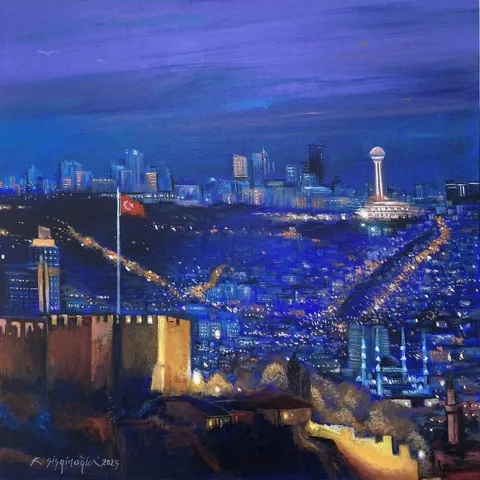 KADİR ŞİŞGİNOĞLU — “Ankara Kalesi”, 2025 "Ankara Kalesi" eseri KADİR ŞİŞGİNOĞLU tarafından 2025 yılında 40x40 cm ölçülerinde Tuval üzeri akrilik boya tekniği ile yapılmıştır.