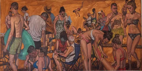 TANJU YAĞAN — “Untitled”, 2025 "İsimsiz" eseri TANJU YAĞAN tarafından 2025 yılında 60x130 cm ölçülerinde Tuval üzeri yağlı boya tekniği ile yapılmıştır.