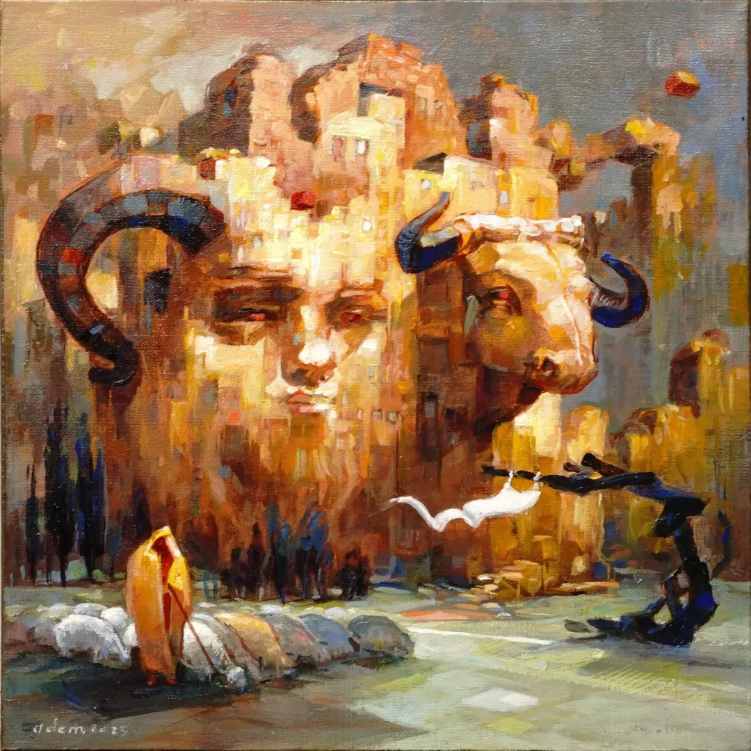 "Yad" eseri ADEM BAŞPINAR tarafından 2025 yılında 40x40 cm ölçülerinde Tuval üzeri akrilik boya tekniği ile yapılmıştır.