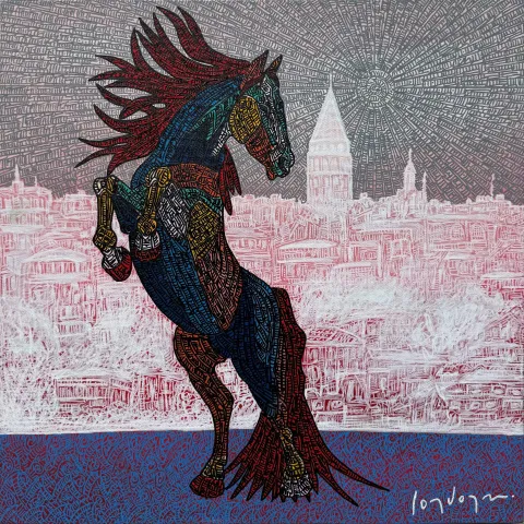 "Güç-1" eseri MURAT ÖZDOĞRU tarafından 2025 yılında 40x40 cm ölçülerinde Tuval üzeri akrilik boya tekniği ile yapılmıştır.