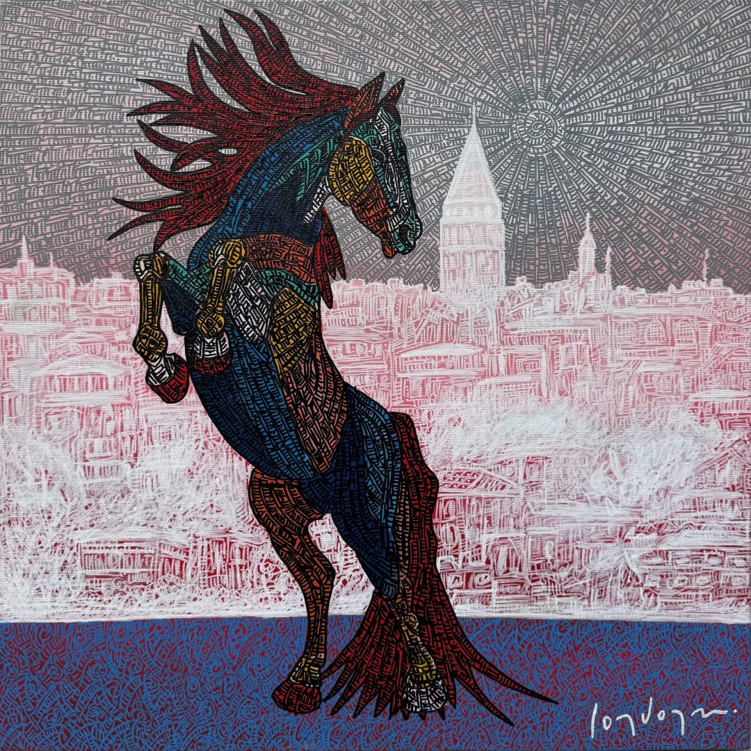 "Güç-1" eseri MURAT ÖZDOĞRU tarafından 2025 yılında 40x40 cm ölçülerinde Tuval üzeri akrilik boya tekniği ile yapılmıştır.
