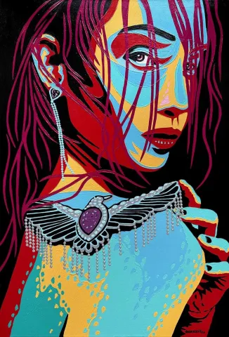HAKAN ECEVİT — “Ametist”, 2024 "Ametist" eseri HAKAN ECEVİT tarafından 2024 yılında 90x60 cm ölçülerinde Tuval üzeri yağlı boya tekniği ile yapılmıştır.