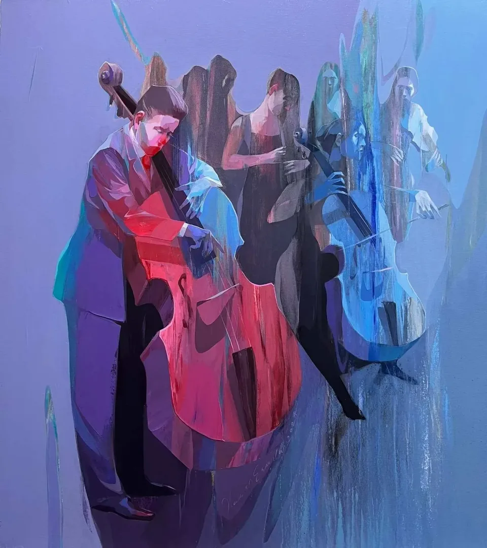 yakınlaştır "Orkestra" eseri HAKAN ERASLAN tarafından 2024 yılında 100x90 cm ölçülerinde Tuval üzeri akrilik boya tekniği ile yapılmıştır.