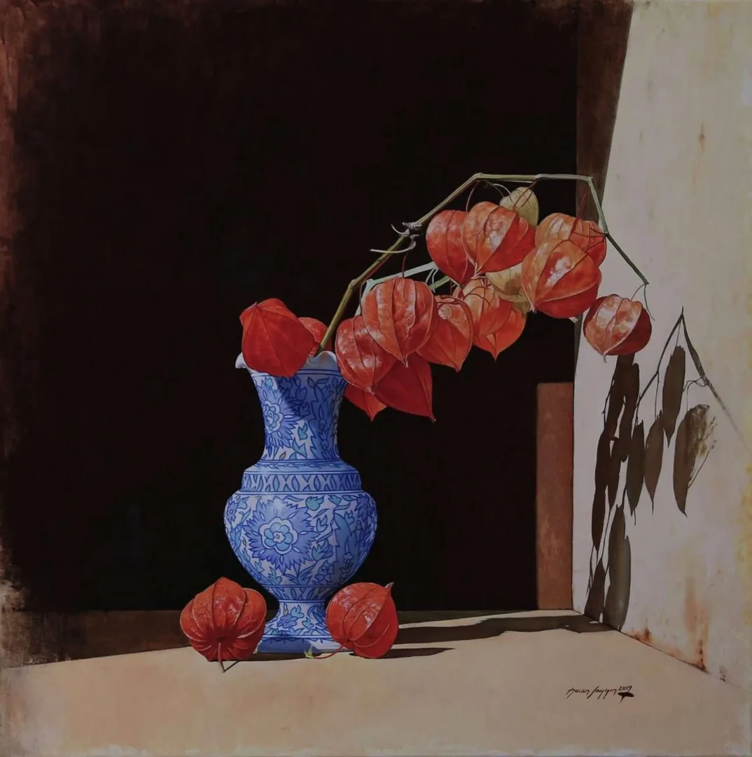 yakınlaştır "Altın çilek" eseri HASAN SAYGIN tarafından 2019 yılında 80x80 cm ölçülerinde Tuval üzeri yağlı boya tekniği ile yapılmıştır.