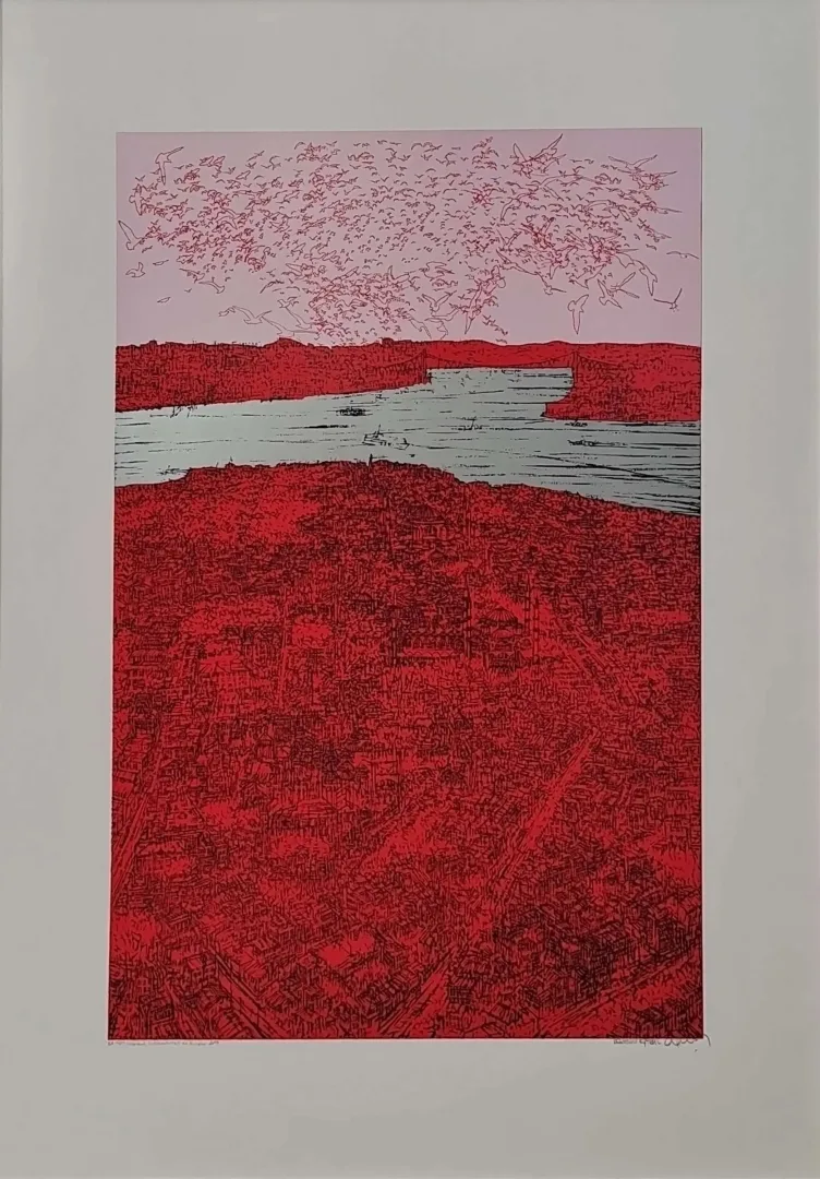 yakınlaştır "İstanbul Sultanahmet ve Kuşlar" eseri DEVRİM ERBİL tarafından 2019 yılında 100x70 cm ölçülerinde Serigrafi tekniği ile yapılmıştır.