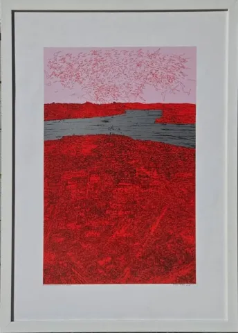 "İstanbul Sultanahmet ve Kuşlar" eseri DEVRİM ERBİL tarafından 2019 yılında 100x70 cm ölçülerinde Serigrafi tekniği ile yapılmıştır.