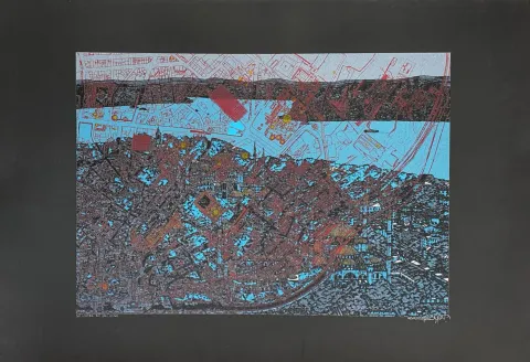 DEVRİM ERBİL — “İstanbul, İkili Bakış”, 2017 "İstanbul, İkili Bakış" eseri DEVRİM ERBİL tarafından 2017 yılında 70x100 cm ölçülerinde Serigrafi - (P) Edisyon. 9/25 tekniği ile yapılmıştır.