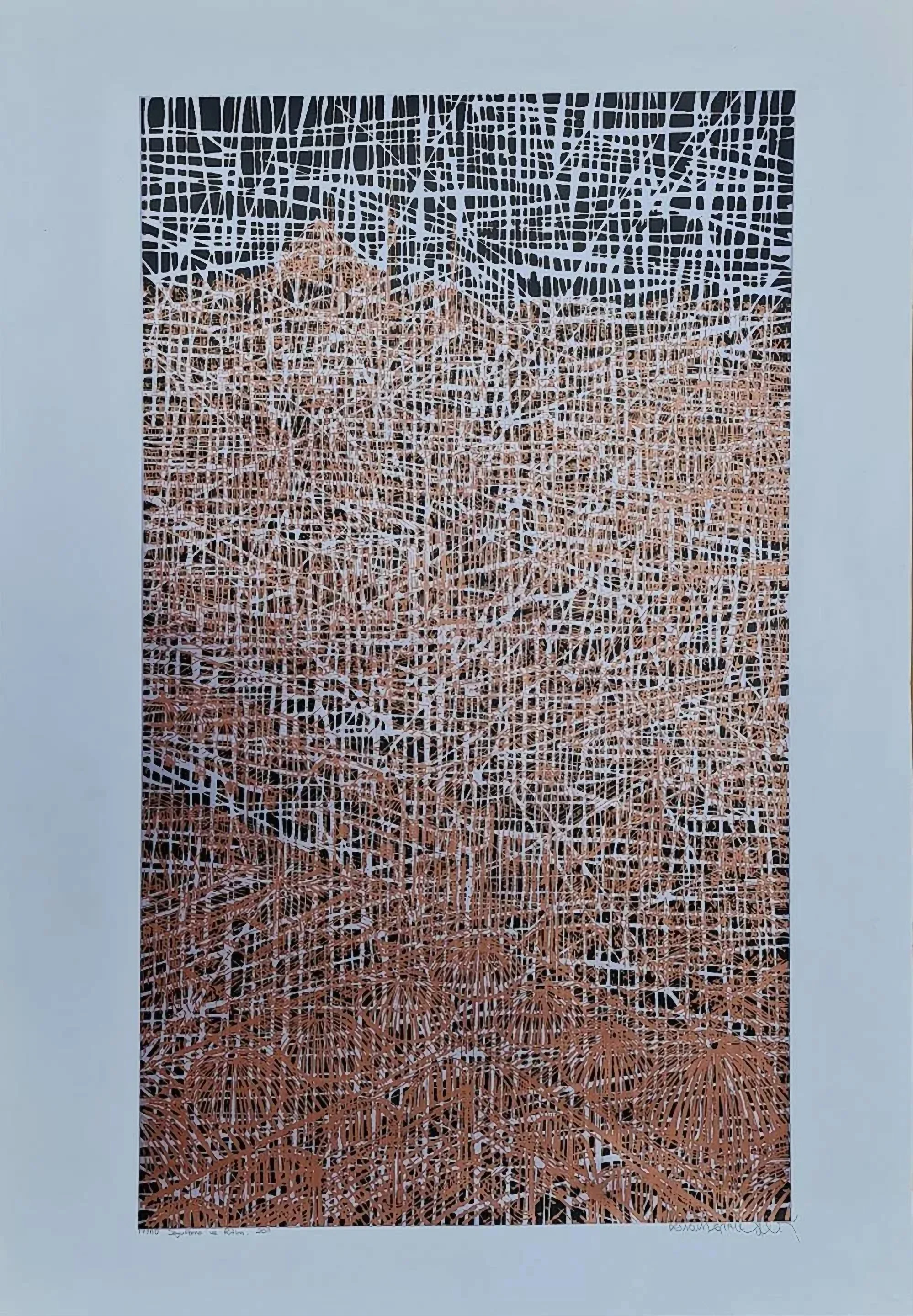 "Soyutlama ve Ritim" eseri DEVRİM ERBİL tarafından 2011 yılında 88x61 cm ölçülerinde Serigrafi - Edisyon: 17/50 tekniği ile yapılmıştır.