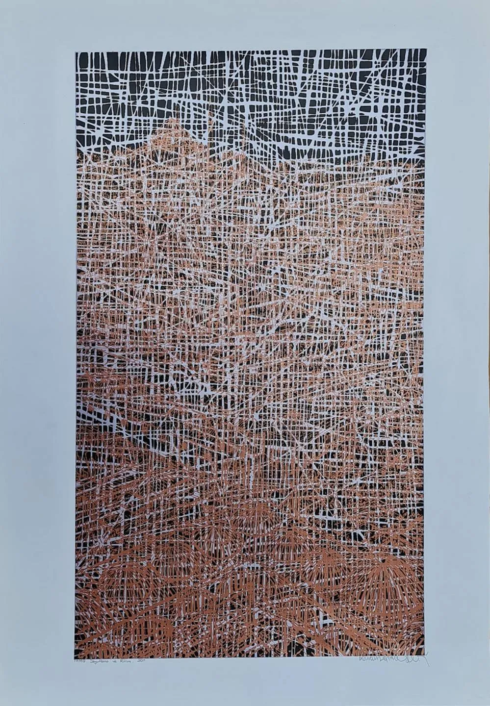"Soyutlama ve Ritim" eseri DEVRİM ERBİL tarafından 2011 yılında 88x61 cm ölçülerinde Serigrafi - Edisyon: 17/50 tekniği ile yapılmıştır.
