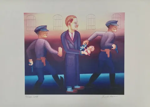 İBRAHİM BALABAN — “Tutuklu Nazım”, 2018 "Tutuklu Nazım" eseri İBRAHİM BALABAN tarafından 2018 yılında 50x70 cm ölçülerinde Dijital Ögün Baskı Edisyon: 77/100 tekniği ile yapılmıştır.