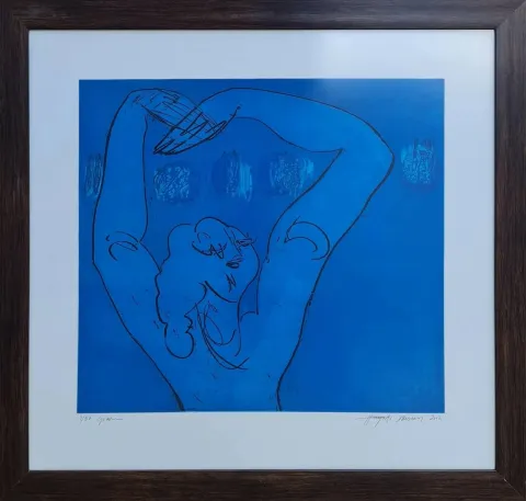 "isimsiz" eseri HAYATİ MİSMAN tarafından 2002 yılında 66x69 cm ölçülerinde Gravür 3//50 tekniği ile yapılmıştır.