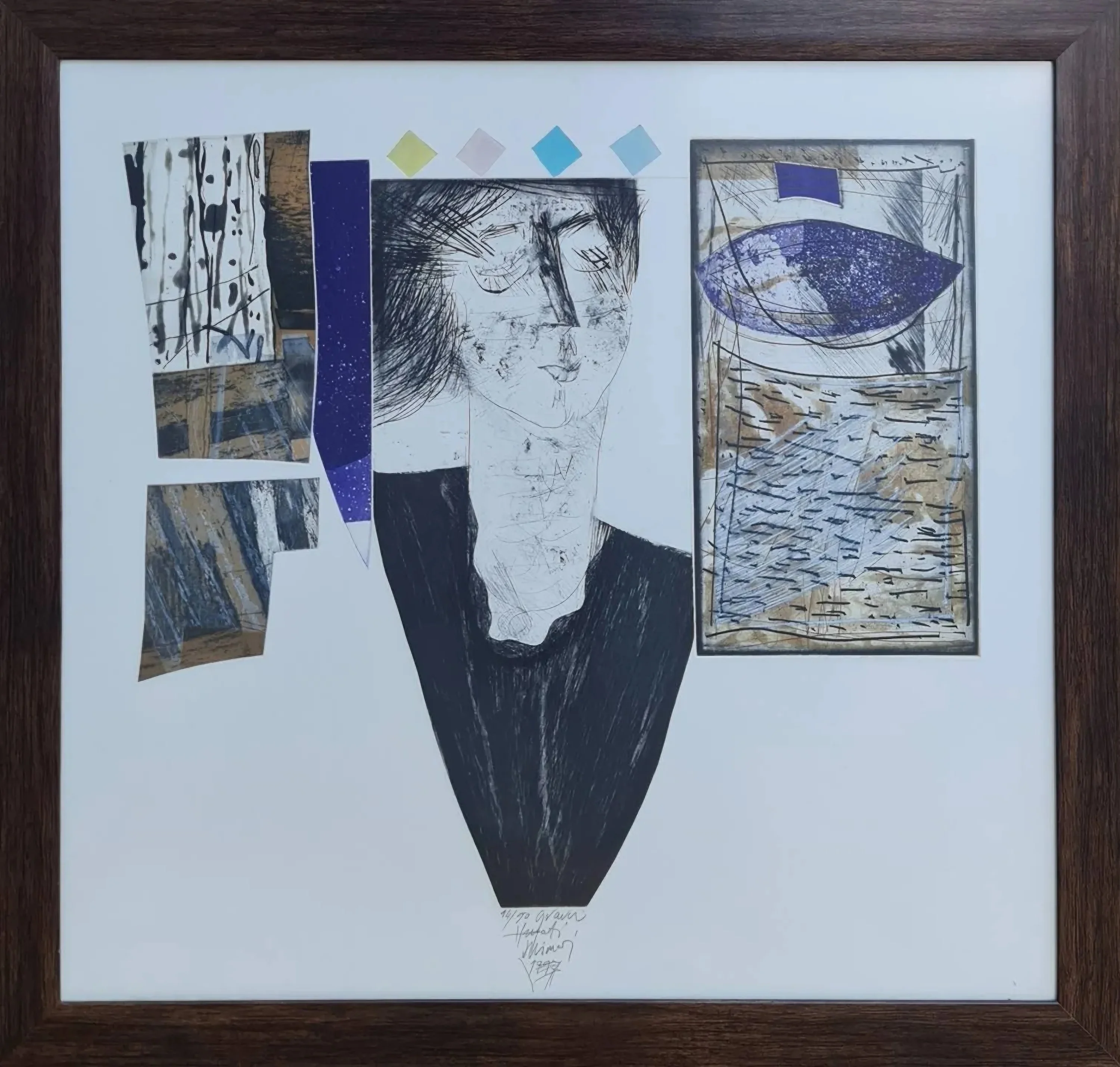 "isimsiz" eseri HAYATİ MİSMAN tarafından 1997 yılında 66x69 cm ölçülerinde Gravür 14/50 tekniği ile yapılmıştır.