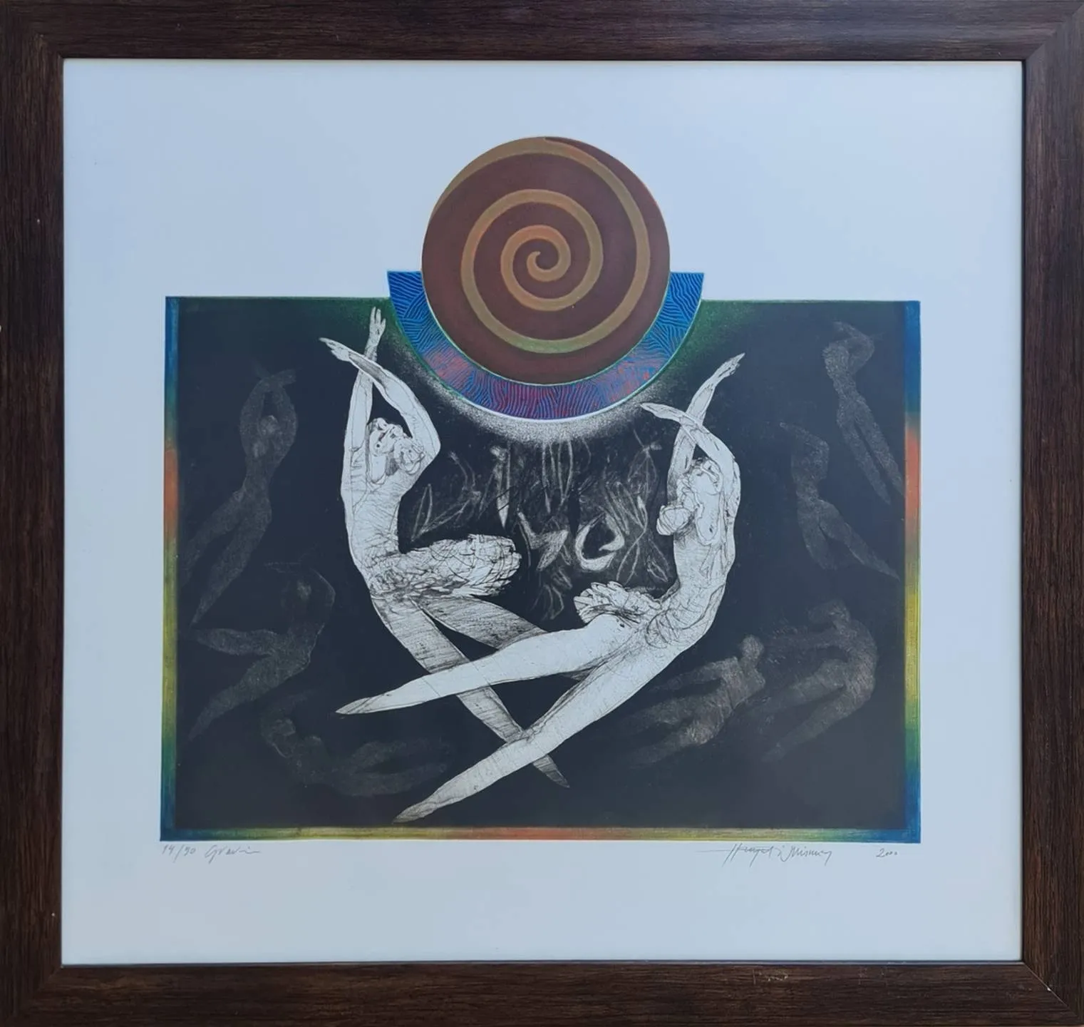 "isimsiz" eseri HAYATİ MİSMAN tarafından 2000 yılında 66x69 cm ölçülerinde Gravür 14/50 tekniği ile yapılmıştır.
