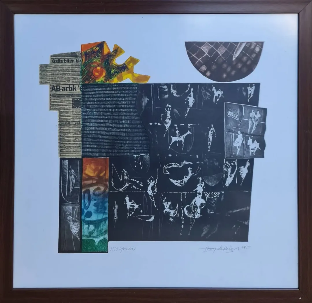 "isimsiz" eseri HAYATİ MİSMAN tarafından 1995 yılında 66x69 cm ölçülerinde Gravür 2//50 tekniği ile yapılmıştır.