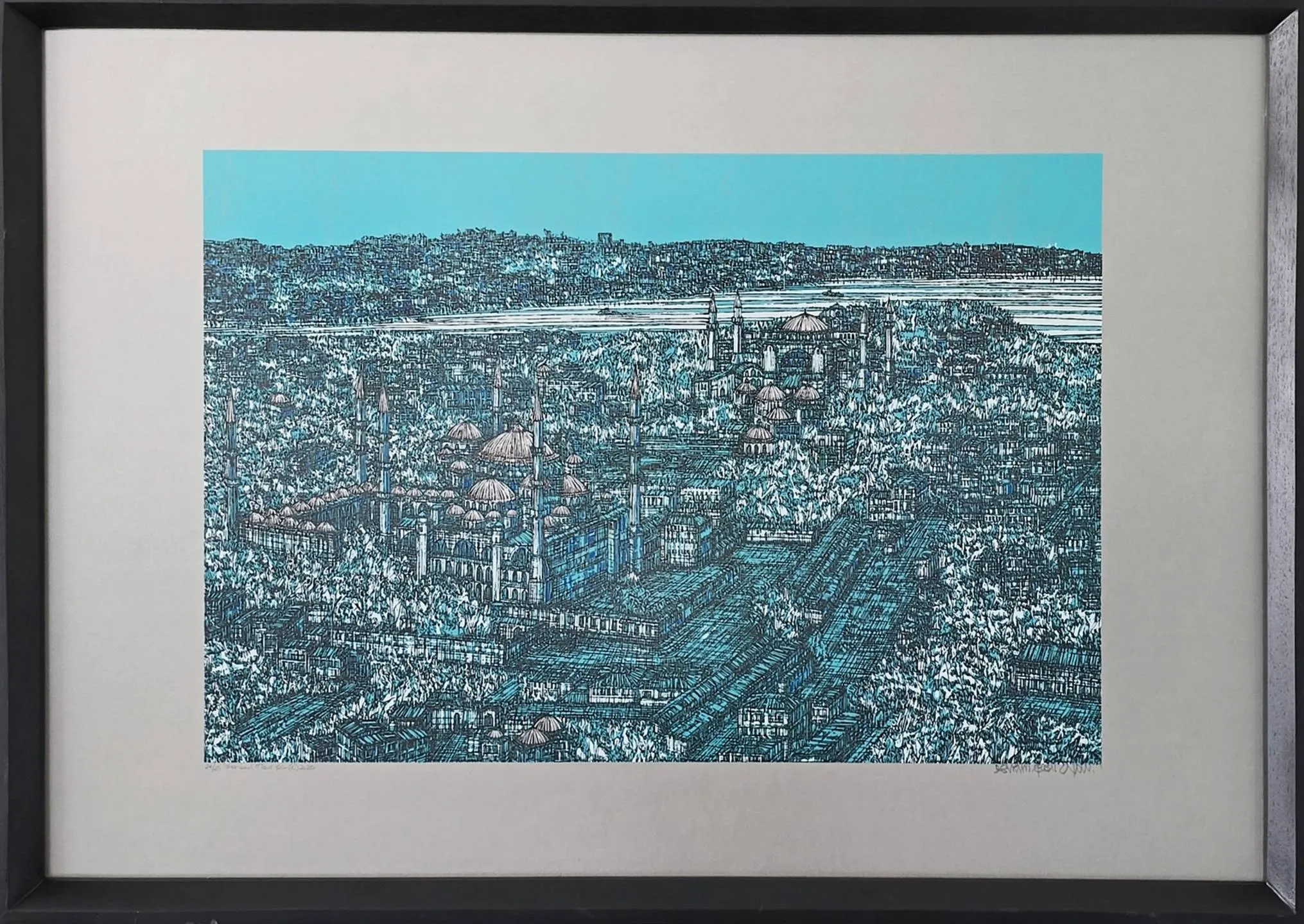 "İstanbul Mavi Şiir" eseri DEVRİM ERBİL tarafından 2022 yılında 72x100 cm ölçülerinde Serigrafi - Edisyon 25/25 (C) tekniği ile yapılmıştır.