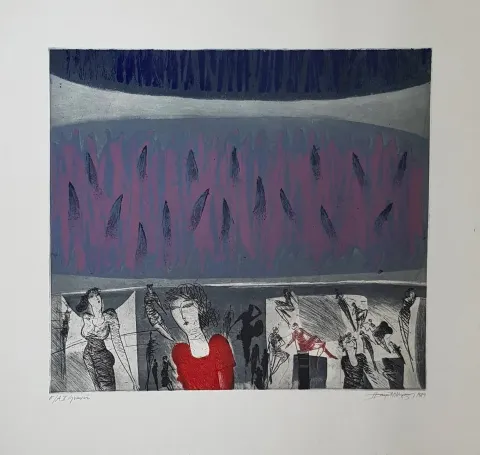 "isimsiz" eseri HAYATİ MİSMAN tarafından 1989 yılında 67x70 cm ölçülerinde Gravür E/A - 2 tekniği ile yapılmıştır.