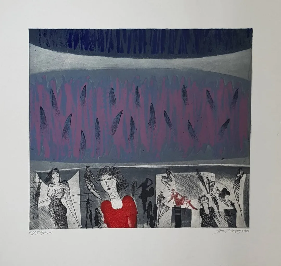"isimsiz" eseri HAYATİ MİSMAN tarafından 1989 yılında 67x70 cm ölçülerinde Gravür E/A - 2 tekniği ile yapılmıştır.