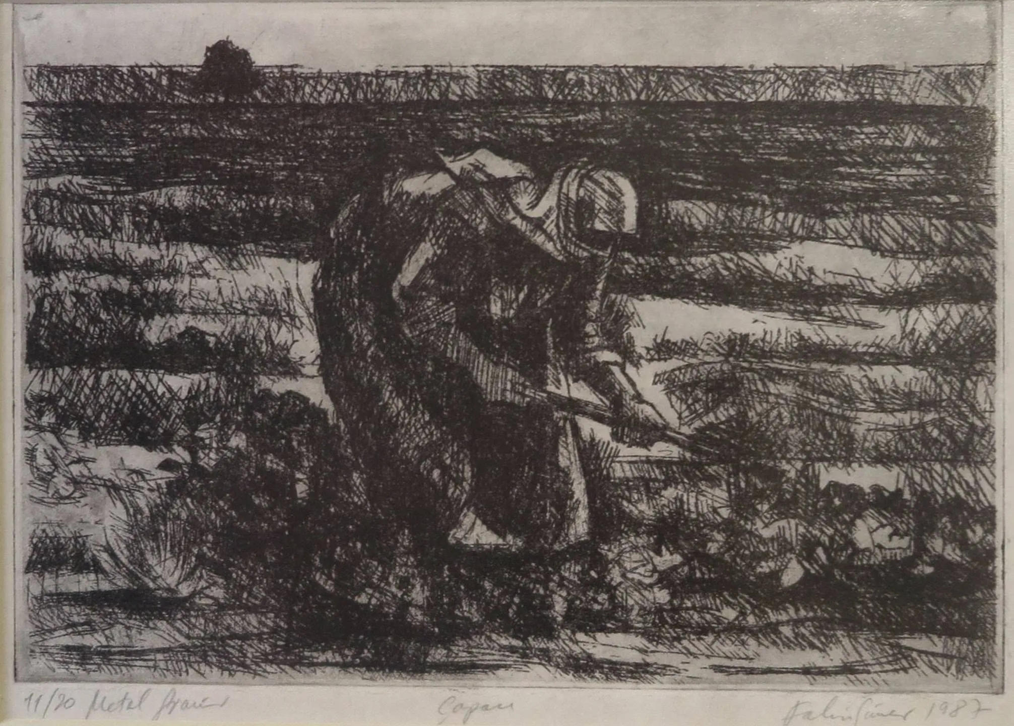 "Çapacı" eseri FAHRİ SÜMER tarafından 1987 yılında 18x25 cm ölçülerinde Gravür 11//20 tekniği ile yapılmıştır.