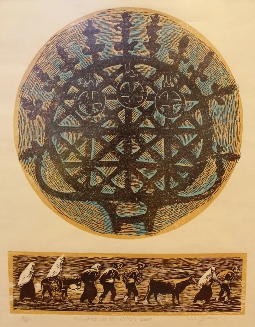 yakınlaştır "Villagers in Hitit Sun" eseri MUAMMER BAKIR tarafından 52x40 cm ölçülerinde Baskı 4//10 tekniği ile yapılmıştır.