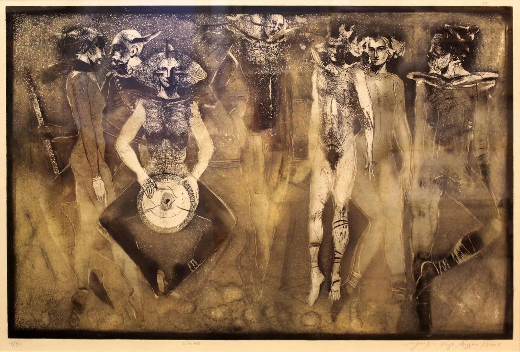 "Gölge" eseri YUSUF ZİYA AYGEN tarafından 2001 yılında 50x75 cm ölçülerinde Gravür 4//30 tekniği ile yapılmıştır.