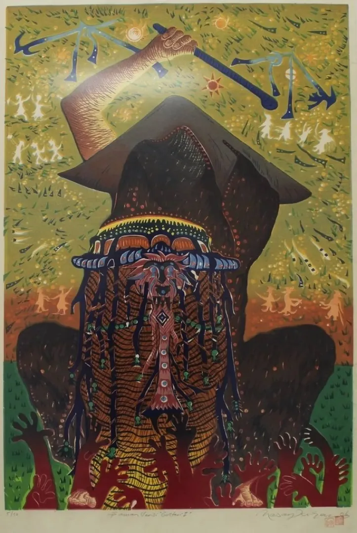 yakınlaştır "Gösteri 1" eseri HASAN KIRAN tarafından 2006 yılında 83x56 cm ölçülerinde Ağaç Baskı tekniği ile yapılmıştır.