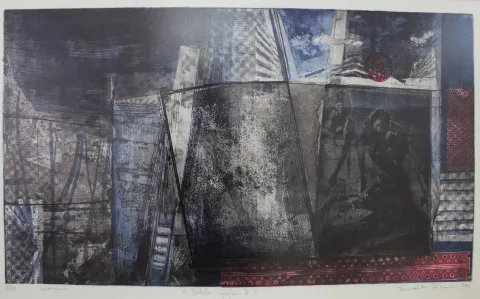 "isimsiz" eseri İSMAİL İLHAN tarafından 1996 yılında 49x85 cm ölçülerinde Gravür 2//10 tekniği ile yapılmıştır.