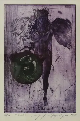 "Melek" eseri YUSUF ZİYA AYGEN tarafından 23x15 cm ölçülerinde Gravür 10//20 tekniği ile yapılmıştır.