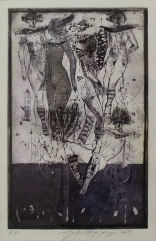 "isimsiz" eseri YUSUF ZİYA AYGEN tarafından 39x25 cm ölçülerinde Gravür EA tekniği ile yapılmıştır.