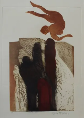 "isimsiz" eseri MEHMET GÜLER tarafından 53x38 cm ölçülerinde Gravür tekniği ile yapılmıştır.