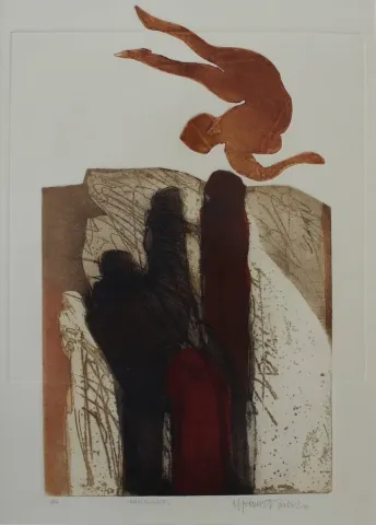 "isimsiz" eseri MEHMET GÜLER tarafından 53x38 cm ölçülerinde Gravür tekniği ile yapılmıştır.