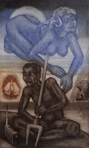 "isimsiz" eseri MUSTAFA ASLIER tarafından 1982 yılında 16x10 cm ölçülerinde Gravür 40//20 tekniği ile yapılmıştır.