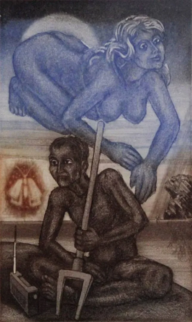 "isimsiz" eseri MUSTAFA ASLIER tarafından 1982 yılında 16x10 cm ölçülerinde Gravür 40//20 tekniği ile yapılmıştır.