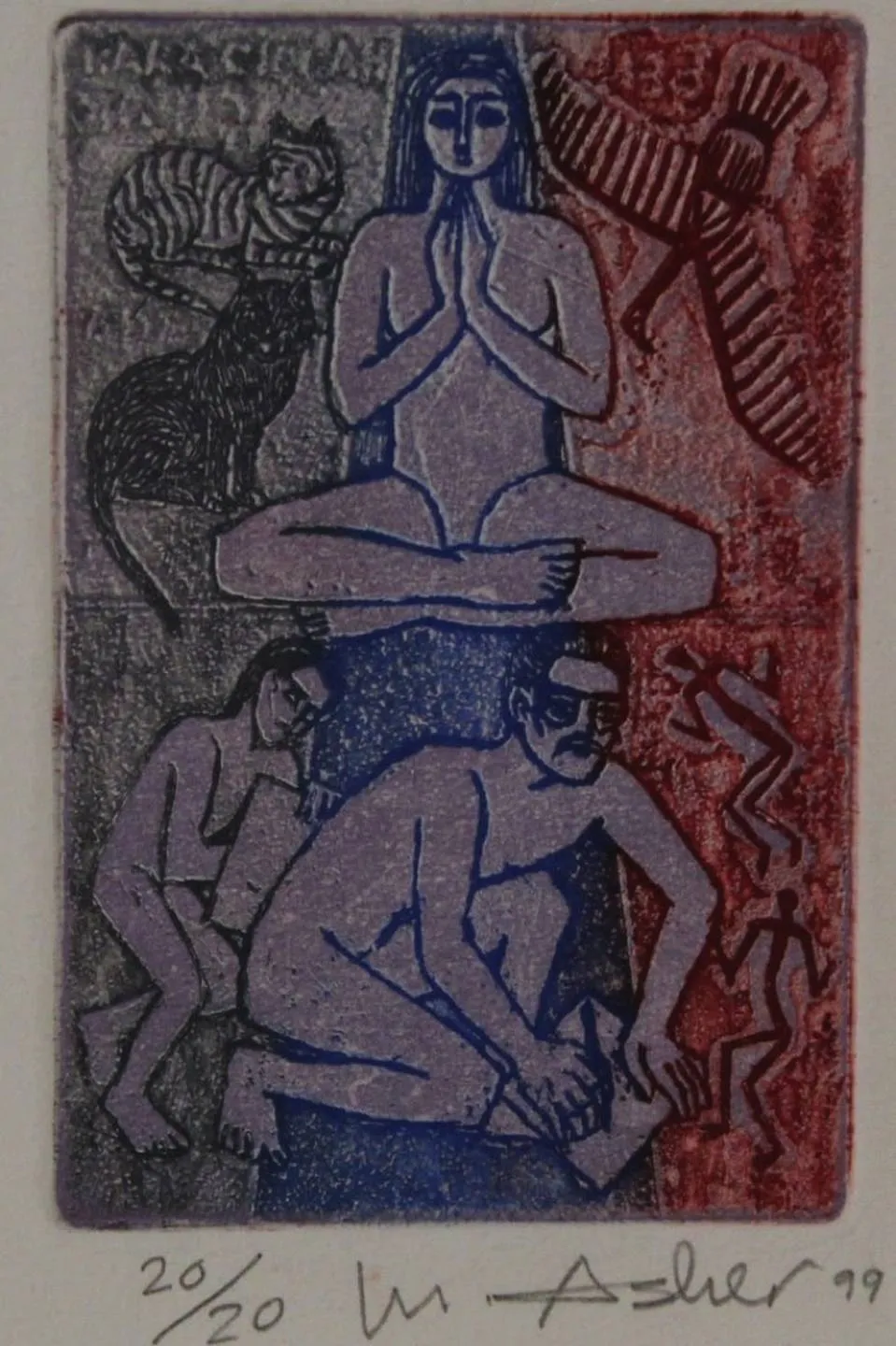 "isimsiz" eseri MUSTAFA ASLIER tarafından 1999 yılında 12x8 cm ölçülerinde Gravür 20//20 tekniği ile yapılmıştır.