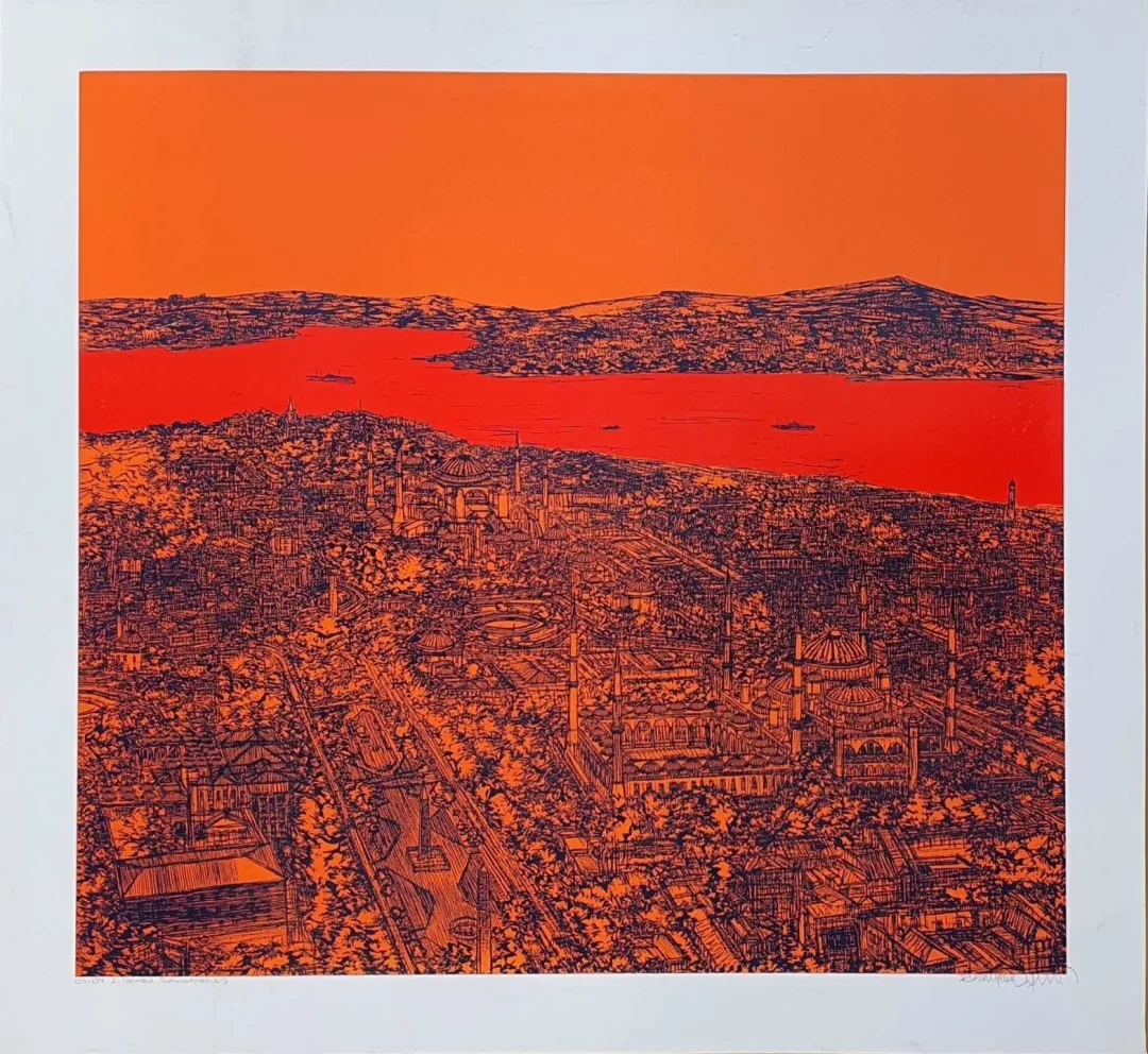 "İstanbul Sultanahmet Edisyon: 195/197" eseri DEVRİM ERBİL tarafından 2013 yılında 70x70 cm ölçülerinde Serigrafi tekniği ile yapılmıştır.