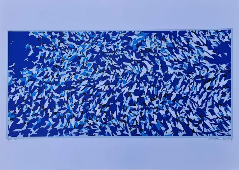DEVRİM ERBİL — “Uçuş Edisyon:50/100” "Uçuş Edisyon:50/100" eseri DEVRİM ERBİL tarafından 50x70 cm ölçülerinde Serigrafi tekniği ile yapılmıştır.