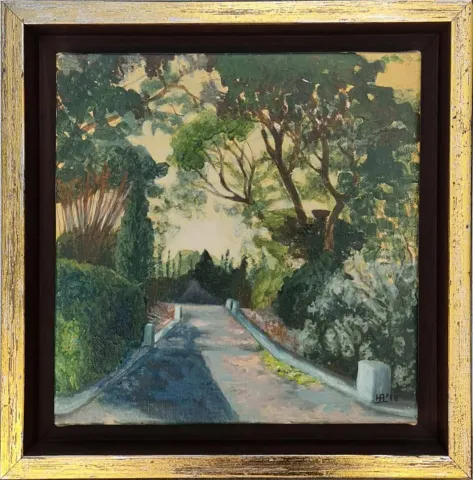 "Peyzaj" eseri HATİTZE ACHMET tarafından 2016 yılında 25x25 cm ölçülerinde Tuval üzeri yağlı boya tekniği ile yapılmıştır.