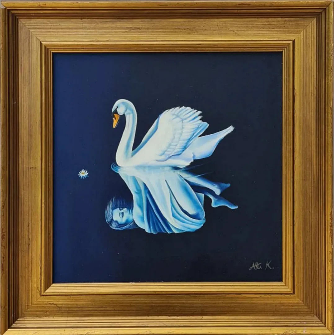 yakınlaştır "Kuğu" eseri ALİ FATİH KÜÇÜKOSMANOĞLU tarafından 2015 yılında 25x25 cm ölçülerinde Tuval üzeri yağlı boya tekniği ile yapılmıştır.