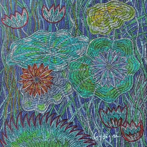 "Nilüfer 6" eseri MURAT ÖZDOĞRU tarafından 2024 yılında 50x50 cm ölçülerinde Tuval üzeri akrilik boya tekniği ile yapılmıştır.