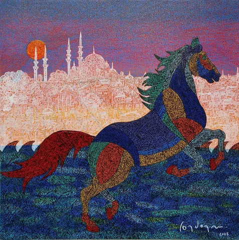 "Özgürlük" eseri MURAT ÖZDOĞRU tarafından 2025 yılında 60x60 cm ölçülerinde Tuval üzeri akrilik boya tekniği ile yapılmıştır.