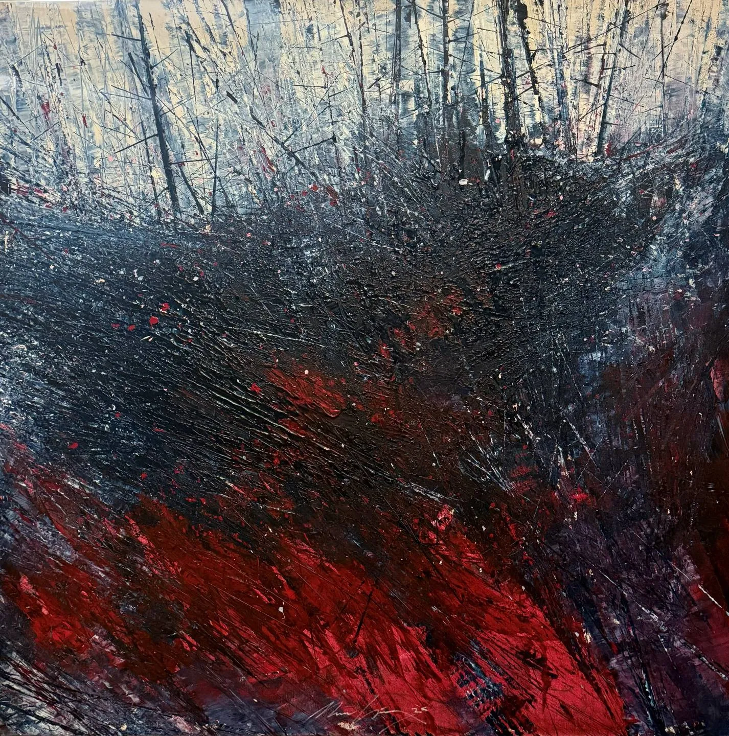 "Catharsis serisi" eseri MUSA GÜNEY tarafından 120x120 cm ölçülerinde Tuval üzeri yağlı boya tekniği ile yapılmıştır.