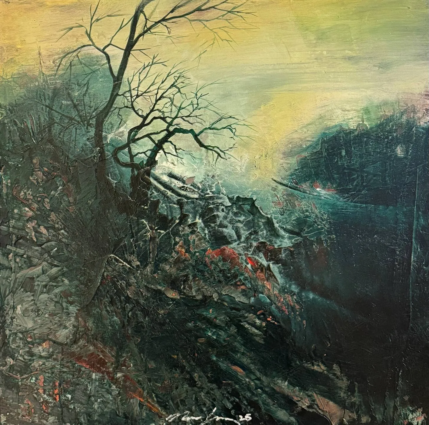 "Catharsis serisi" eseri MUSA GÜNEY tarafından 50x50 cm ölçülerinde Tuval üzeri yağlı boya tekniği ile yapılmıştır.