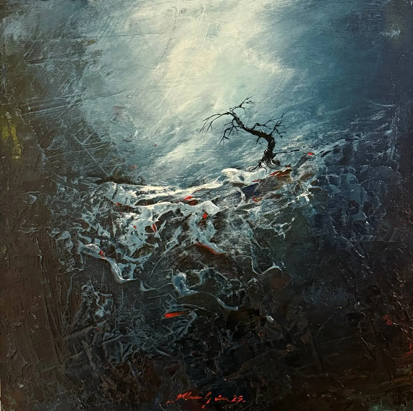 "Catharsis serisi" eseri MUSA GÜNEY tarafından 50x50 cm ölçülerinde Tuval üzeri yağlı boya tekniği ile yapılmıştır.