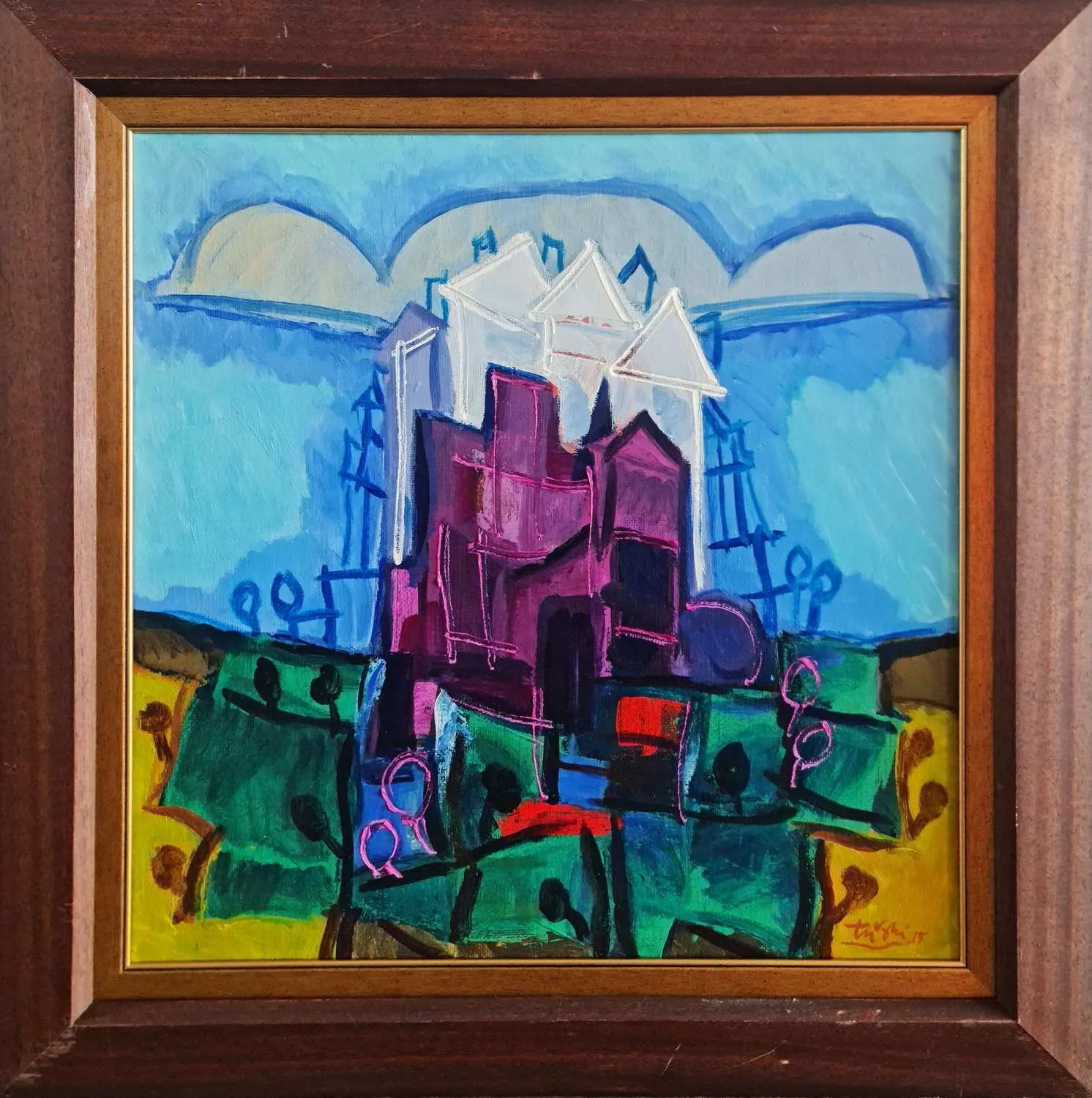 "Marmaris" eseri ADNAN TURANİ tarafından 2015 yılında 60x60 cm ölçülerinde Tuval üzeri yağlı boya tekniği ile yapılmıştır.