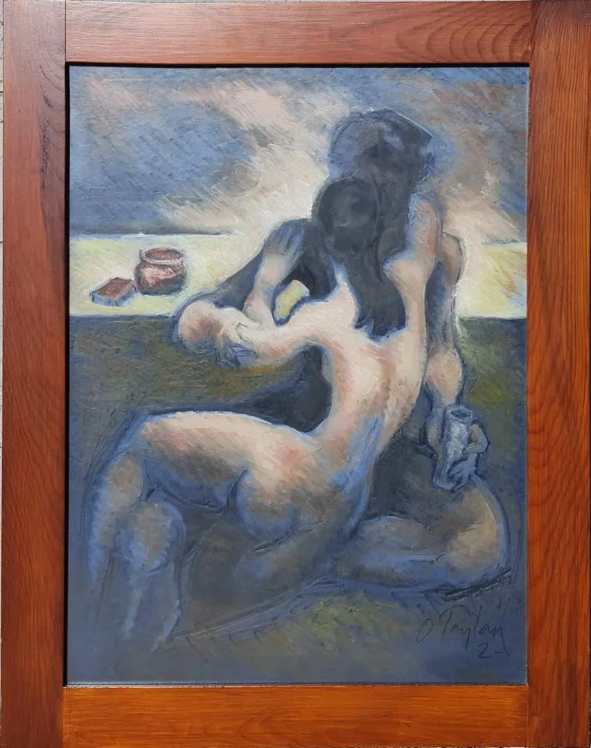 yakınlaştır "Nü" eseri ORHAN TAYLAN tarafından 2000 yılında 64x46 cm ölçülerinde Kağıt üzeri yağlı boya tekniği ile yapılmıştır.